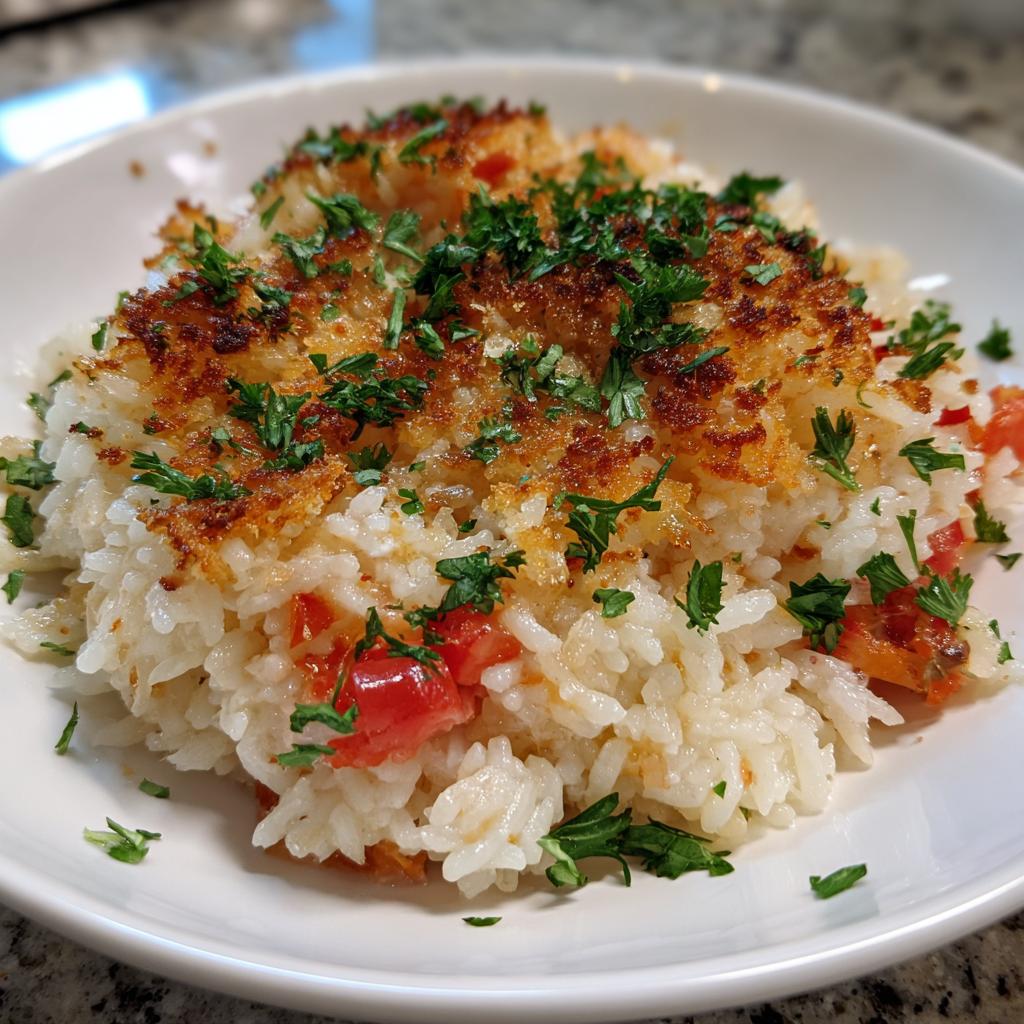 Crispy Parmesan Tomato Rice