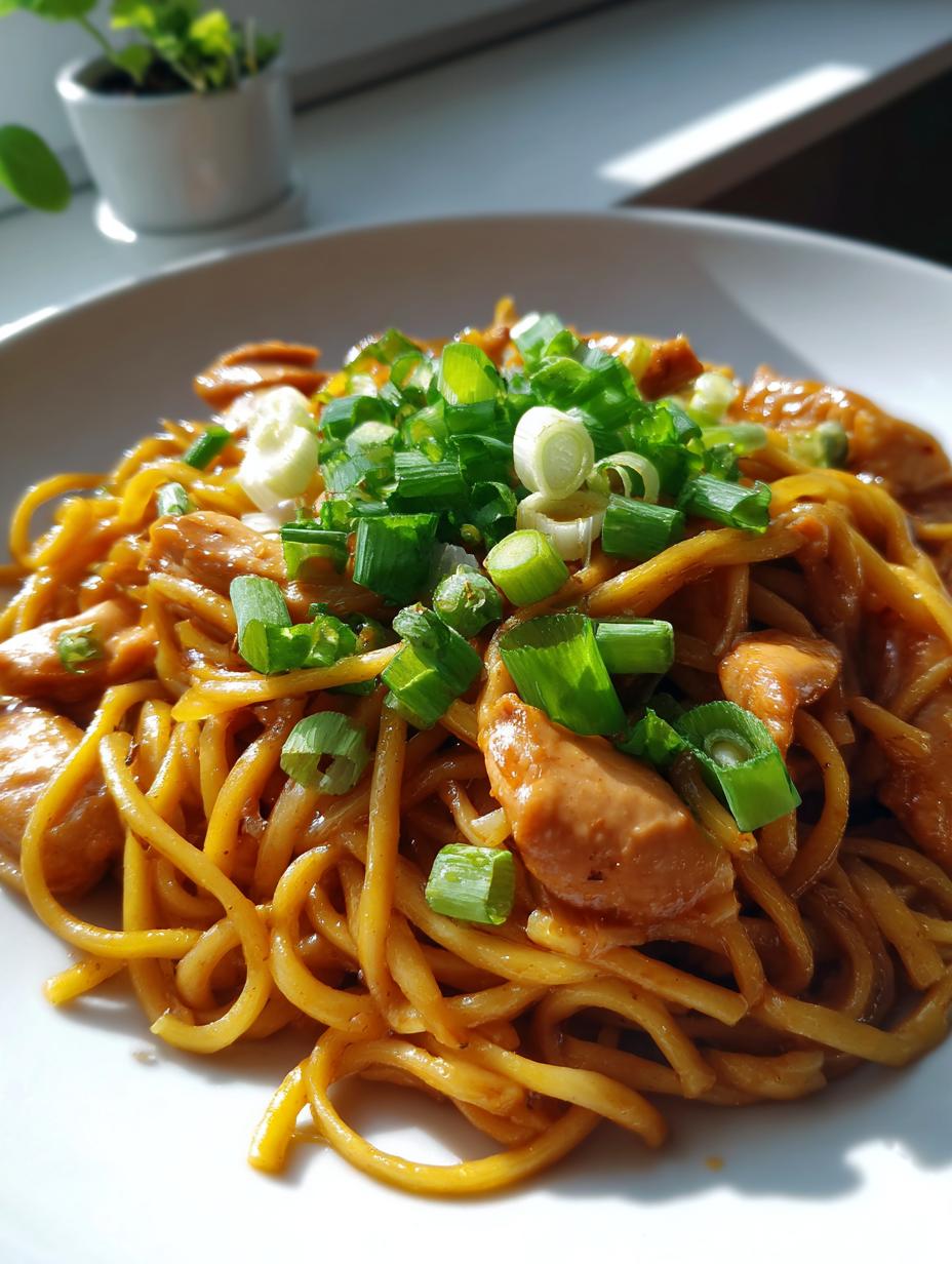 Easy Sticky Garlic Chicken Noodles