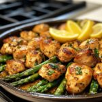 Garlic Butter Chicken Bites and Asparagus