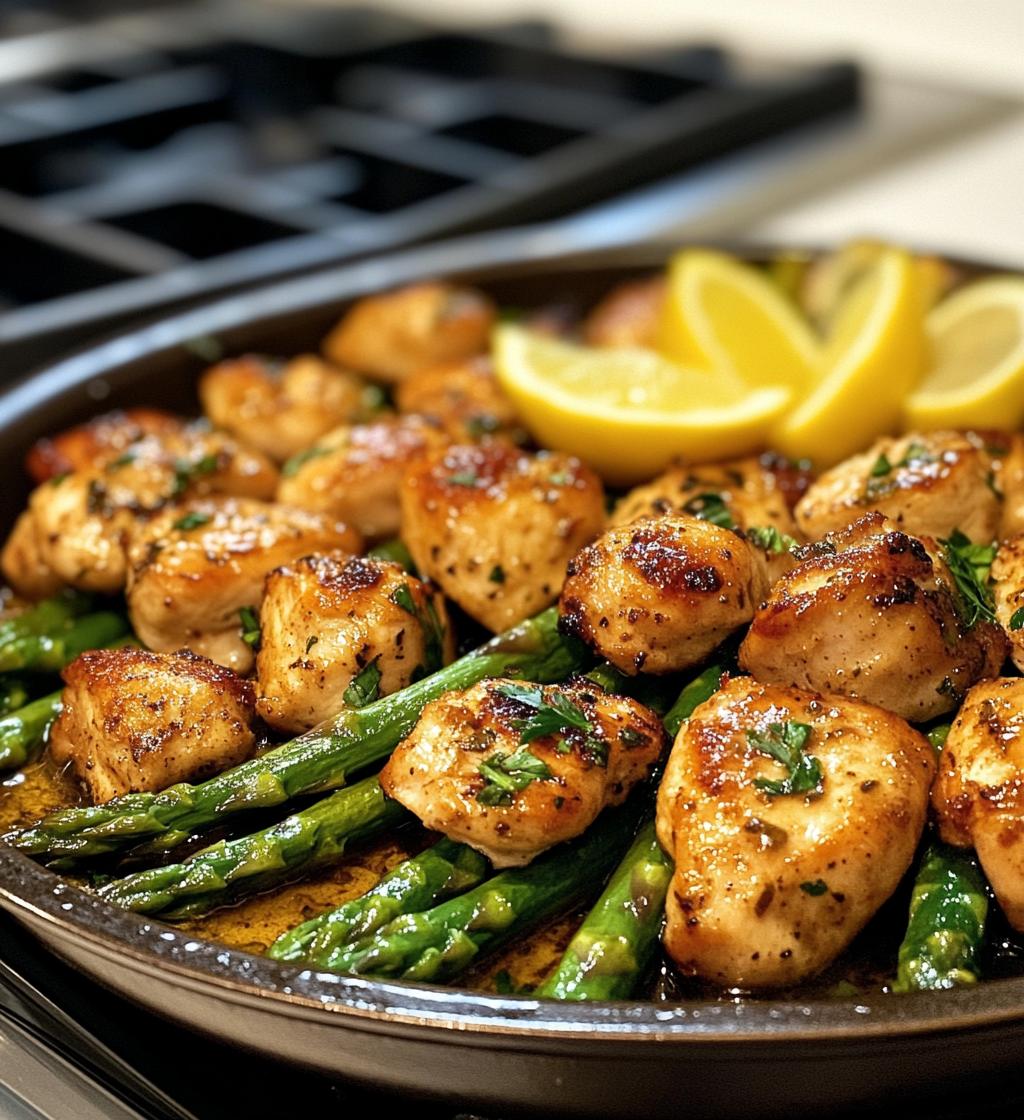 Garlic Butter Chicken Bites and Asparagus