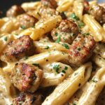 Garlic Butter Sausage Bites with Creamy Pasta