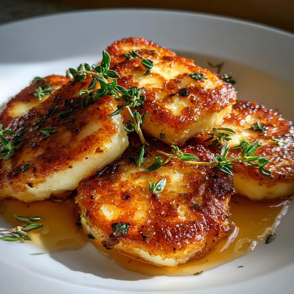 Golden Halloumi with Honey and Thyme