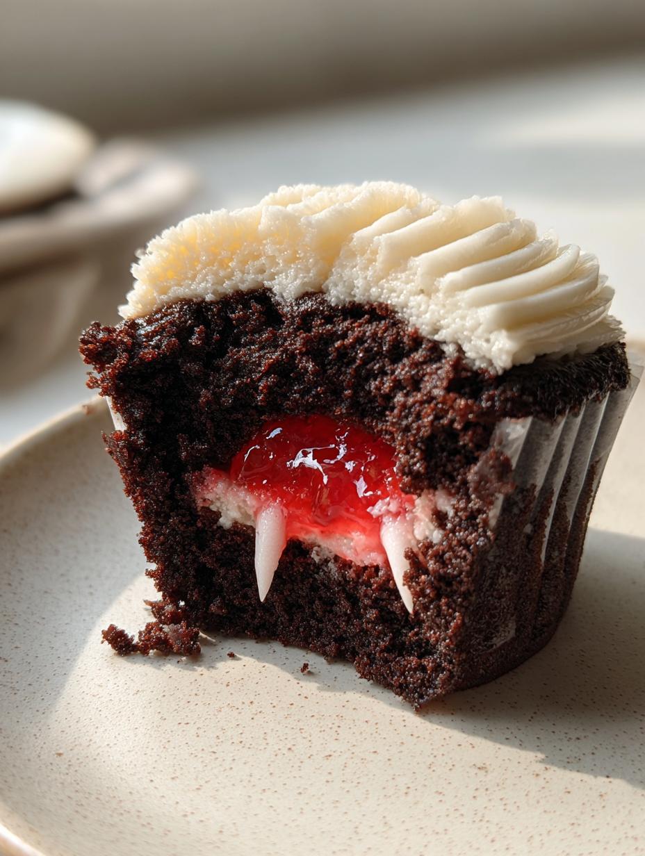 Halloween Vampire Bite Cupcakes – A Spooky, Sweet Treat with a Gory Surprise Inside