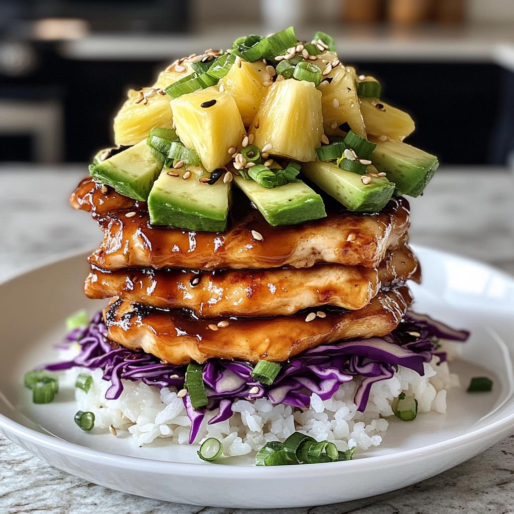 Hawaiian Huli Huli Chicken Stack