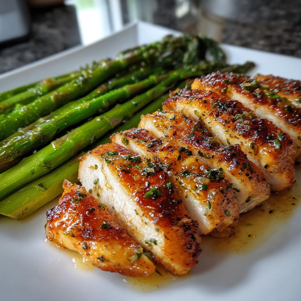 Herbed Butter Chicken with Crispy Asparagus