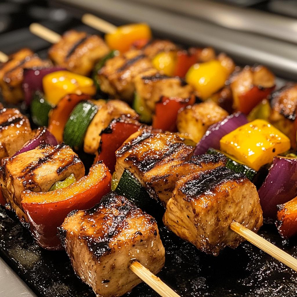 Honey Soy Glazed Chicken Skewers with Grilled Vegetables
