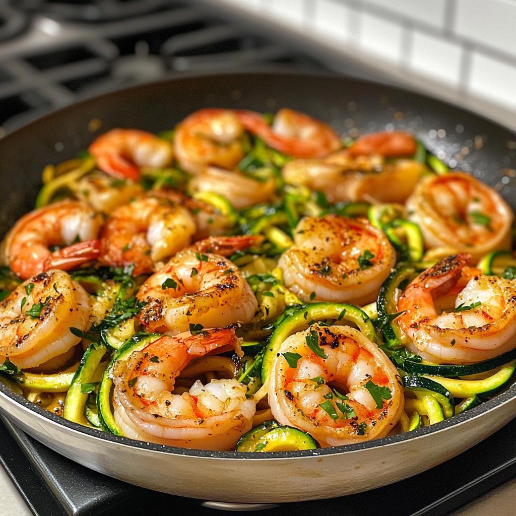 One-Pan Lemon Garlic Shrimp and Zucchini Noodles