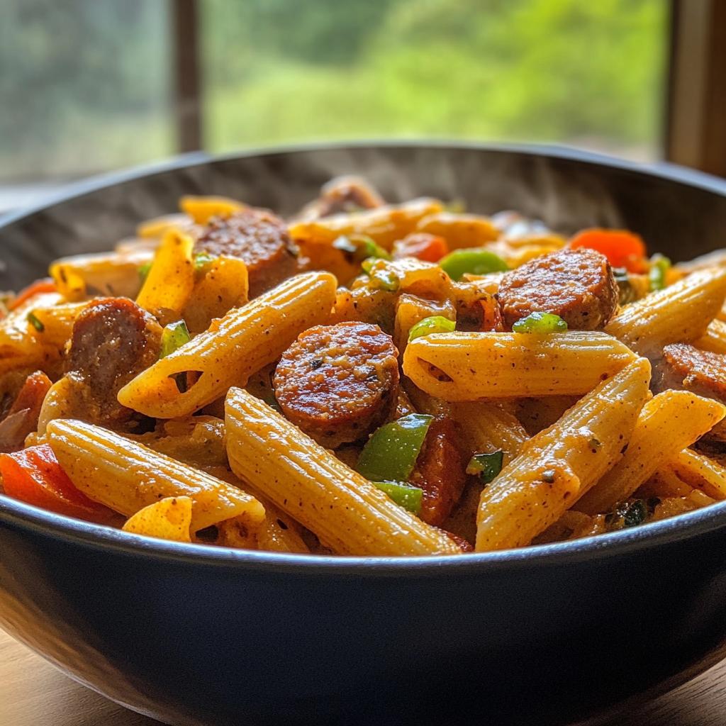 One Pot Creamy Cajun Sausage Pasta