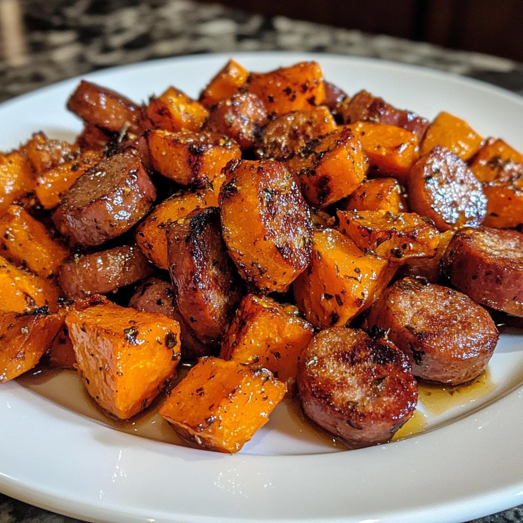Sausage and Sweet Potatoes with Honey Garlic Sauce