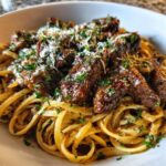 Savory Garlic Butter Beef Linguine