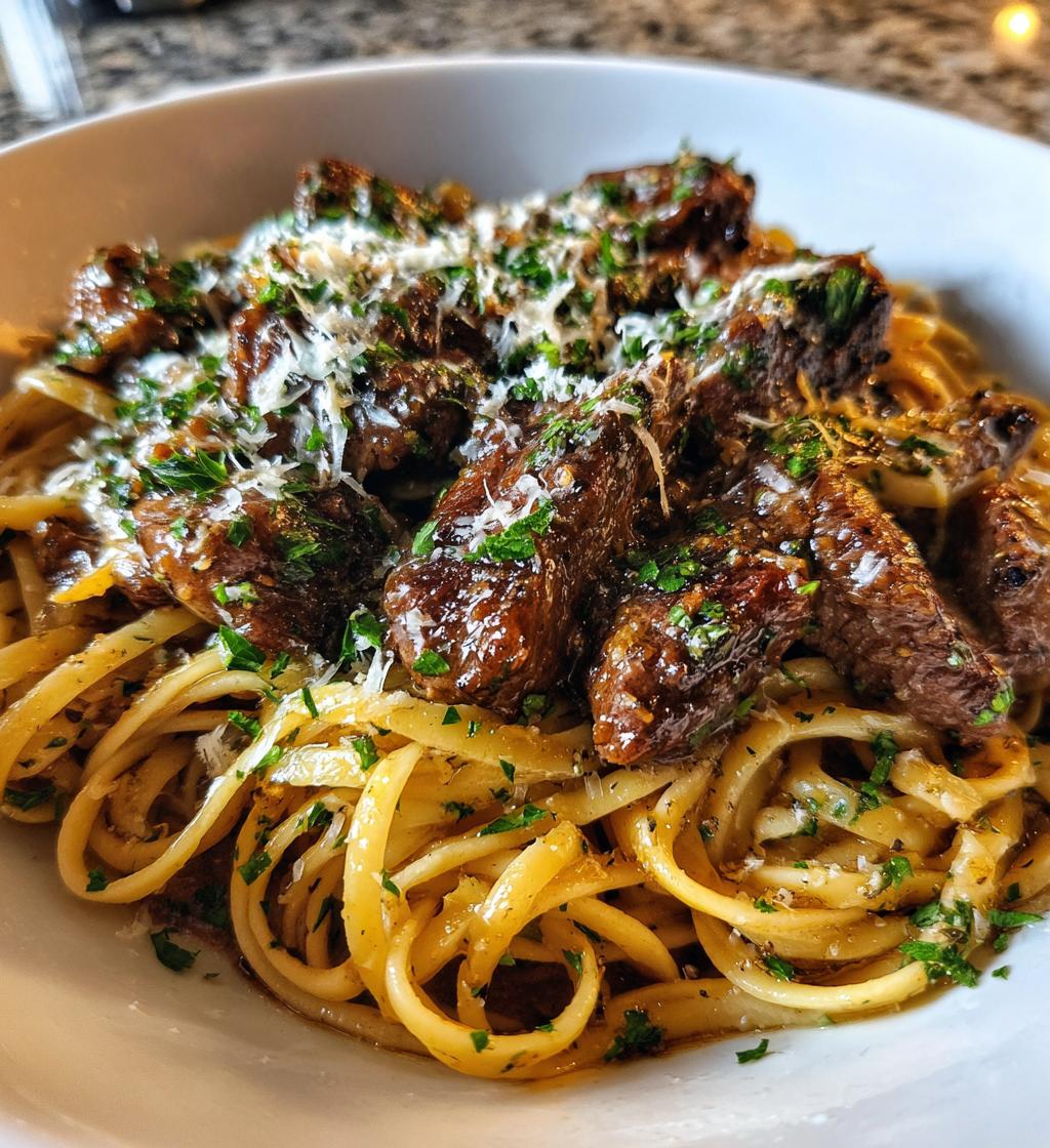 Savory Garlic Butter Beef Linguine