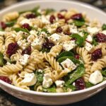 Spinach Pasta Salad with Feta & Cranberries