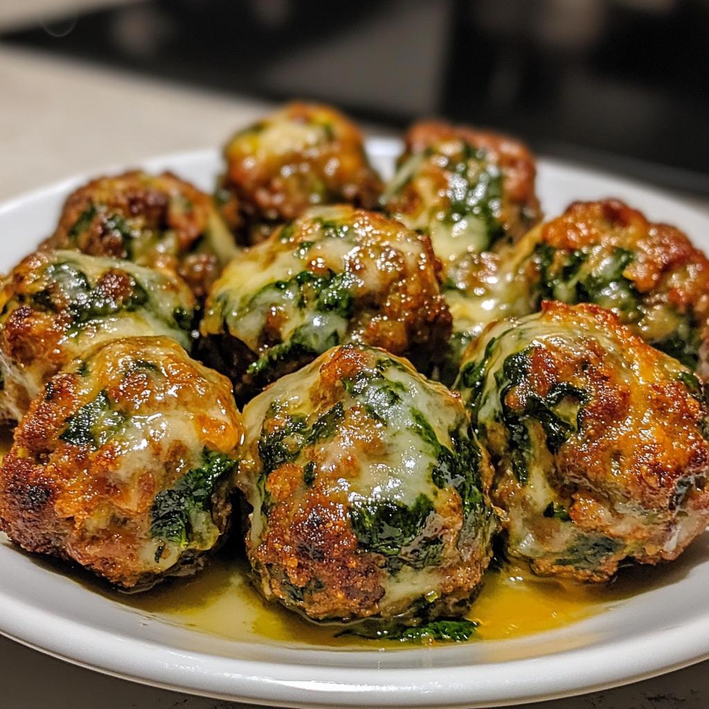 Spinach and Garlic Meatballs with Cheese