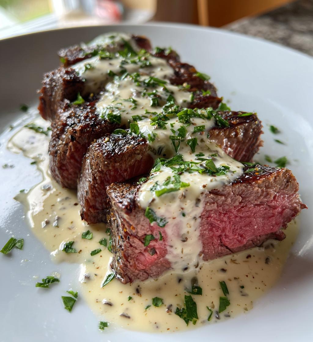 Tender Steak with Creamy Garlic Sauce