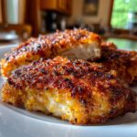 chicken featuring golden-brown pan-fried chicken breast seasoned with garlic powder