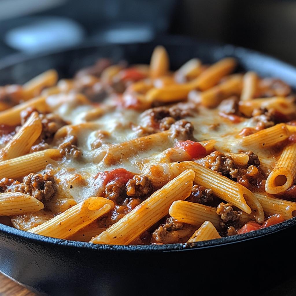 creamy Rotel pasta with ground beef