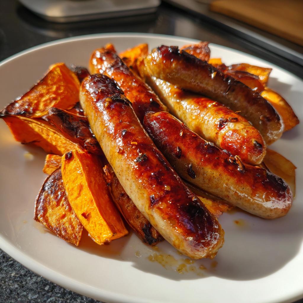 honey garlic sausage with roasted sweet potatoes