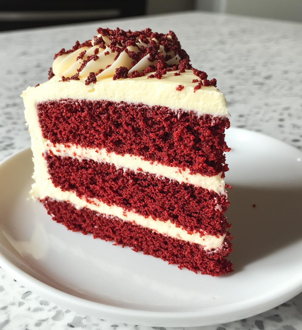 velvety red velvet cake with rich cream cheese frosting and a festive toch
