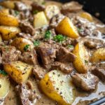 Beef Stroganoff with Crispy Potato Cubes