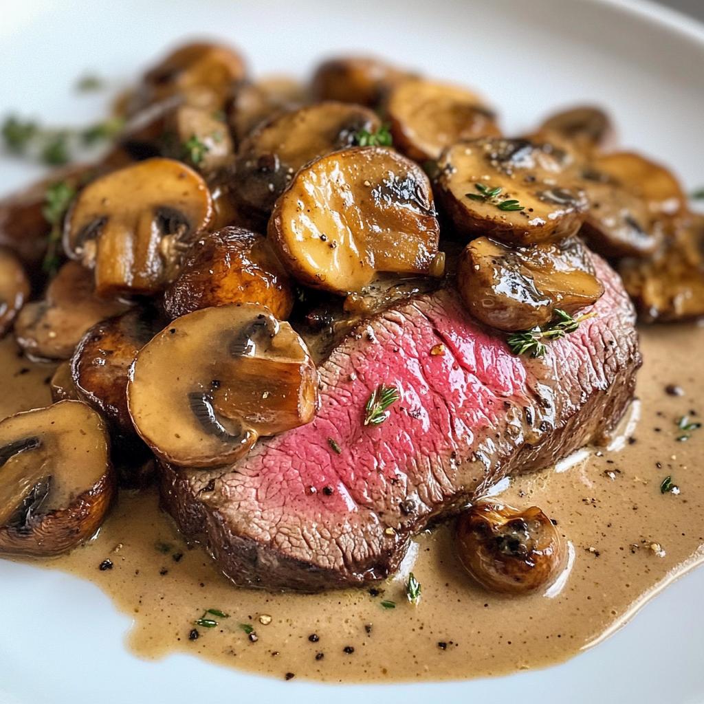 Beef Tenderloin with Creamy Mushroom Sauce