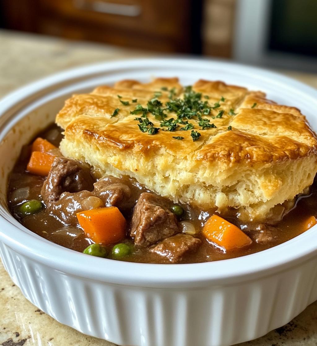 Braised Beef Biscuit Pie
