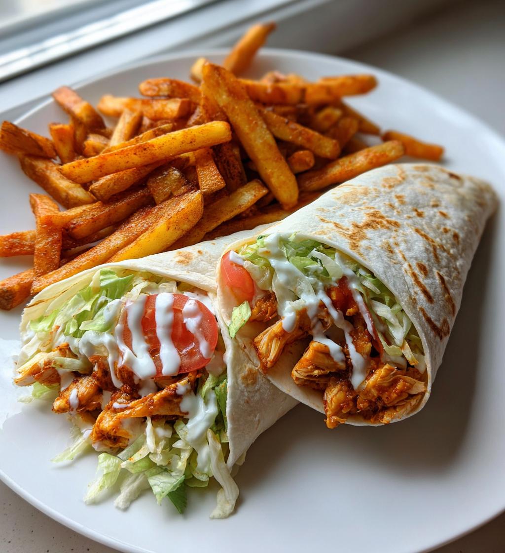 Buffalo Chicken Wraps with Air Fried Fries