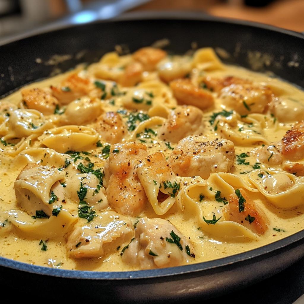Cheesy Chicken Tortellini Skillet