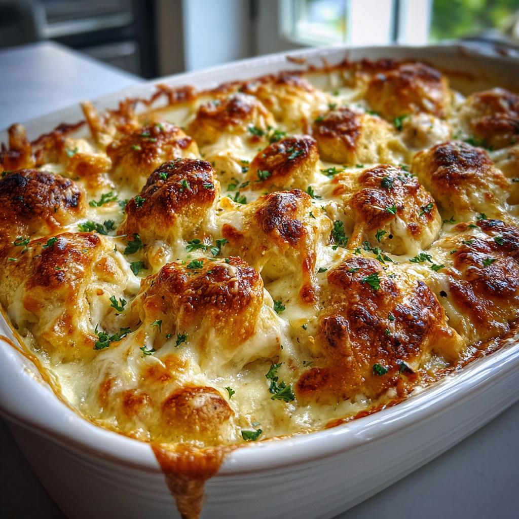 Chicken Alfredo Biscuit Bake