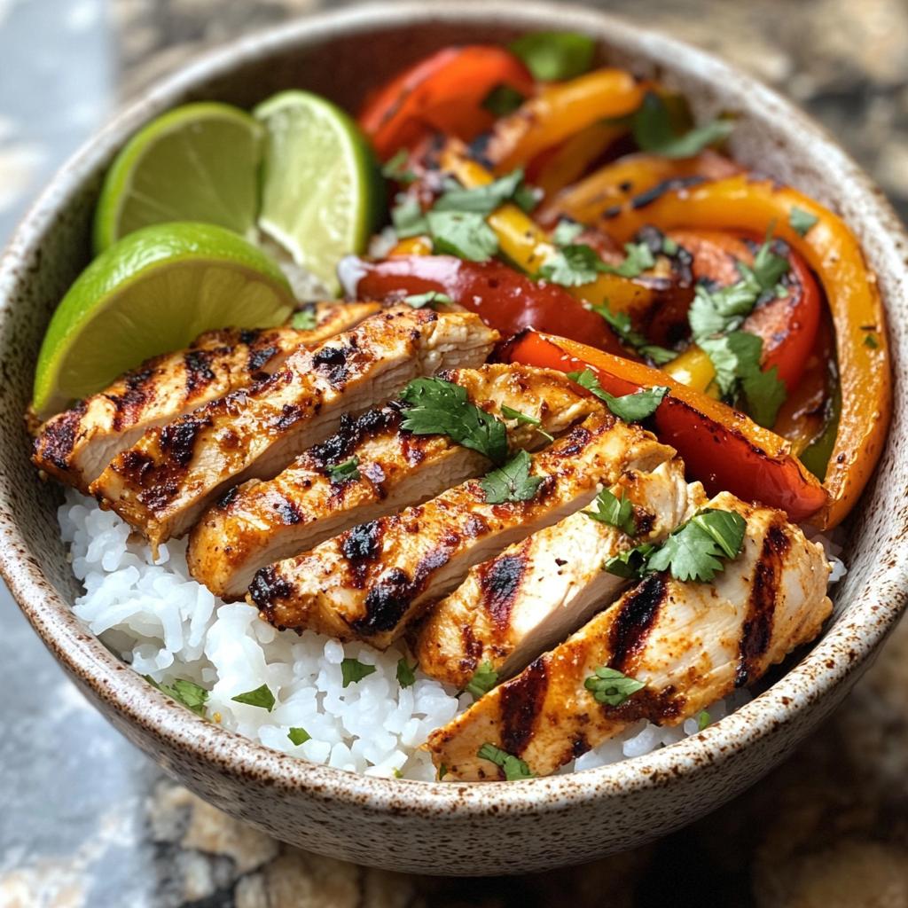 Chicken Fajita Rice Bowl with Grilled Vegetables