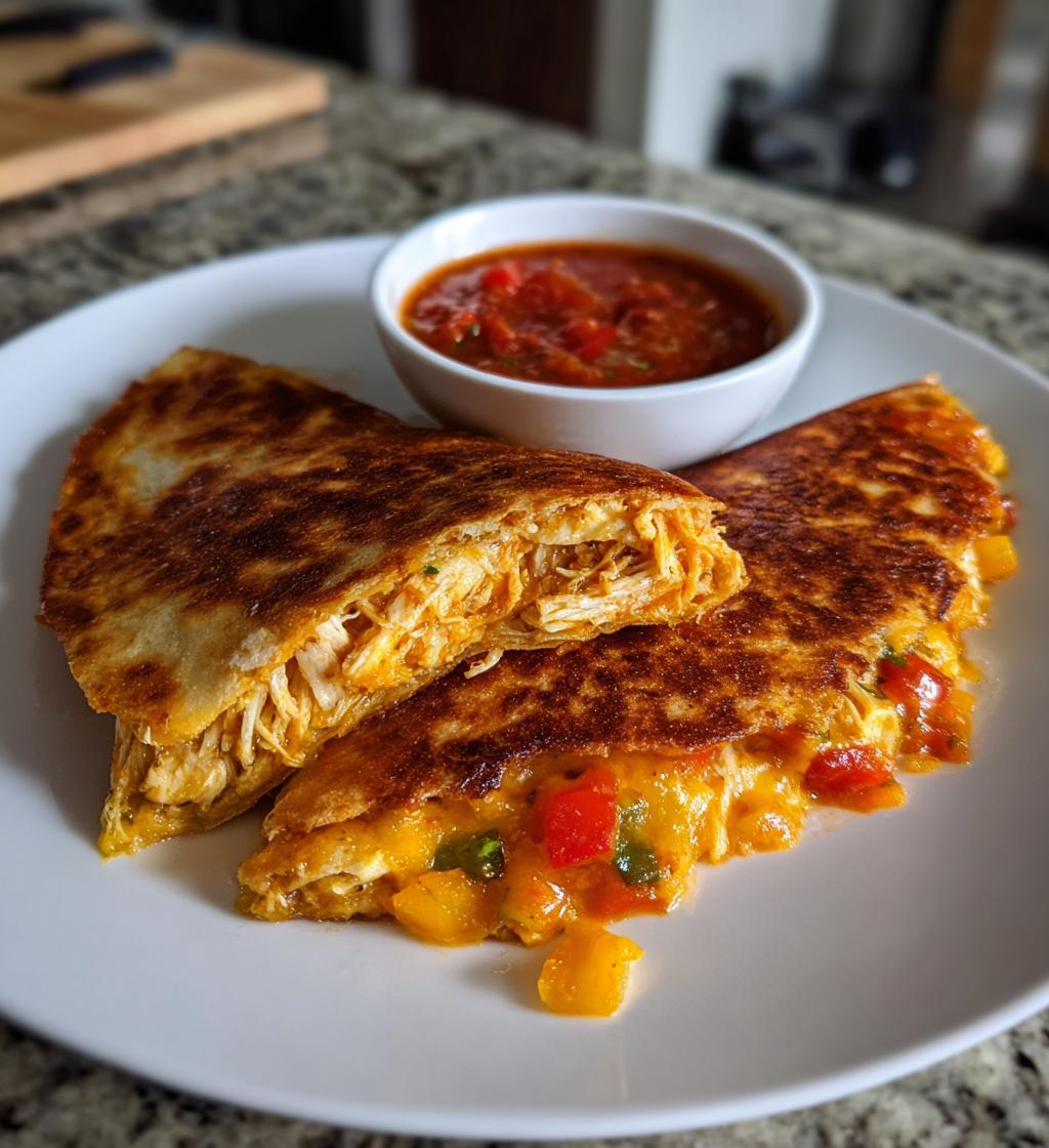 Chicken Quesadillas with Spicy Salsa
