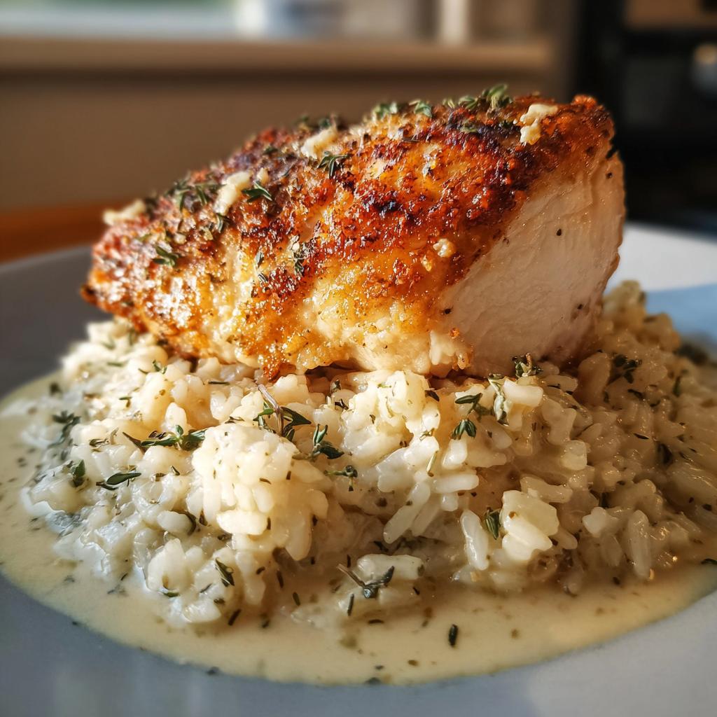 Creamy Garlic Chicken and Rice Bake