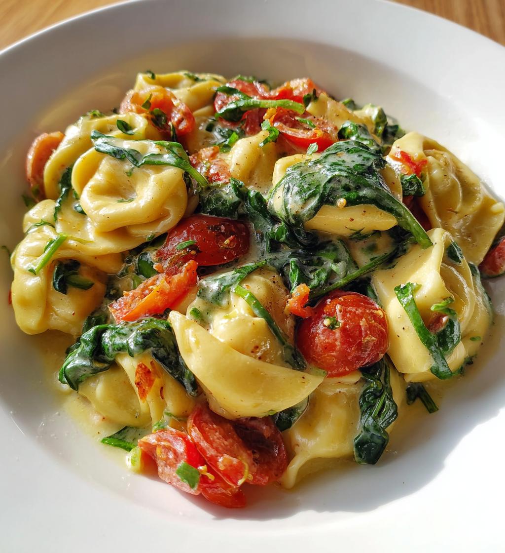 Creamy Spinach and Tomato Tortellini
