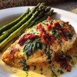 Creamy Tuscan Chicken elegant chicken recipes served with grilled asparagus