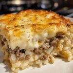 French Onion Beef Rice Casserole | Cozy, Cheesy One-pan Dinner Recipe