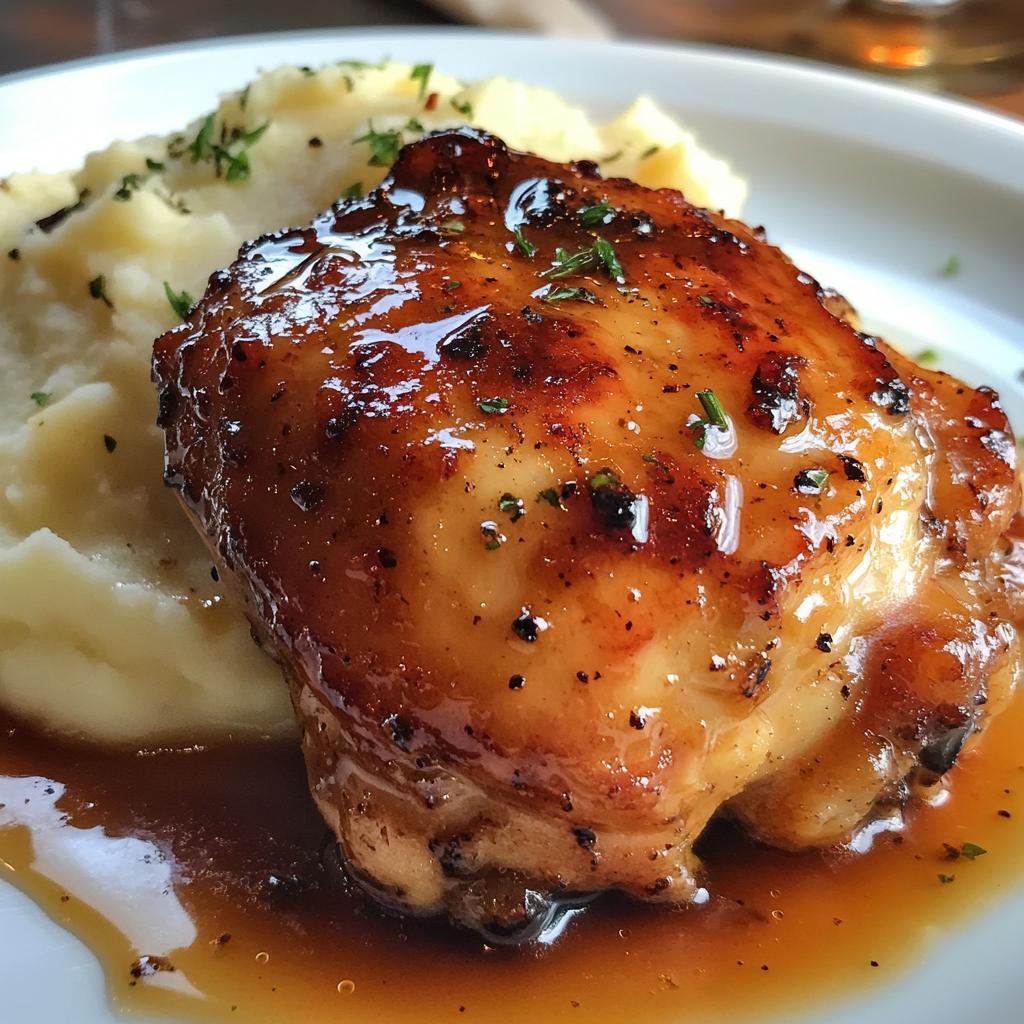 Honey Garlic Chicken Thighs quick dinner recipes with creamy mashed potatoes