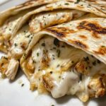 Ooey Gooey Cheesy Garlic Chicken Wraps