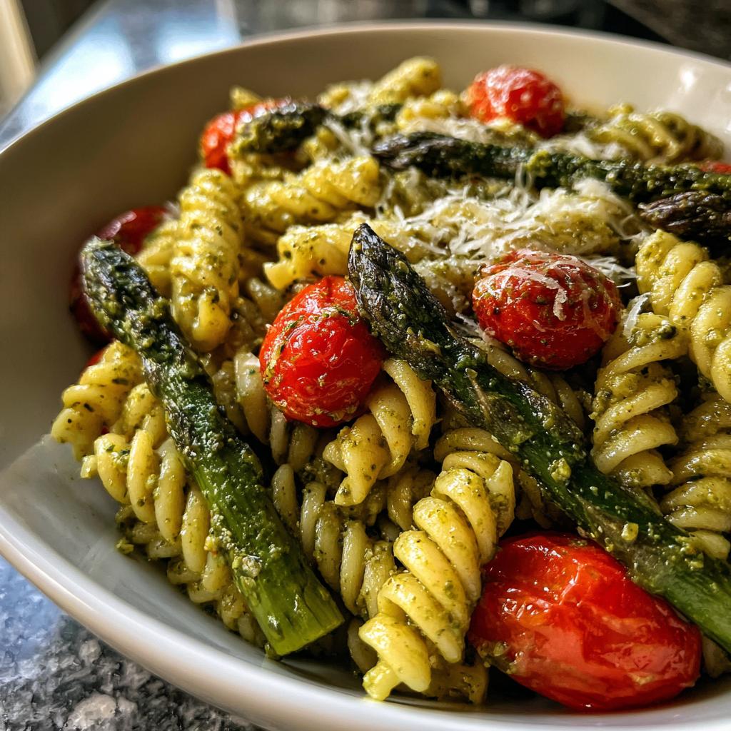 Pesto Pasta with Veggies healthy easy dinner recipes with roasted asparagus