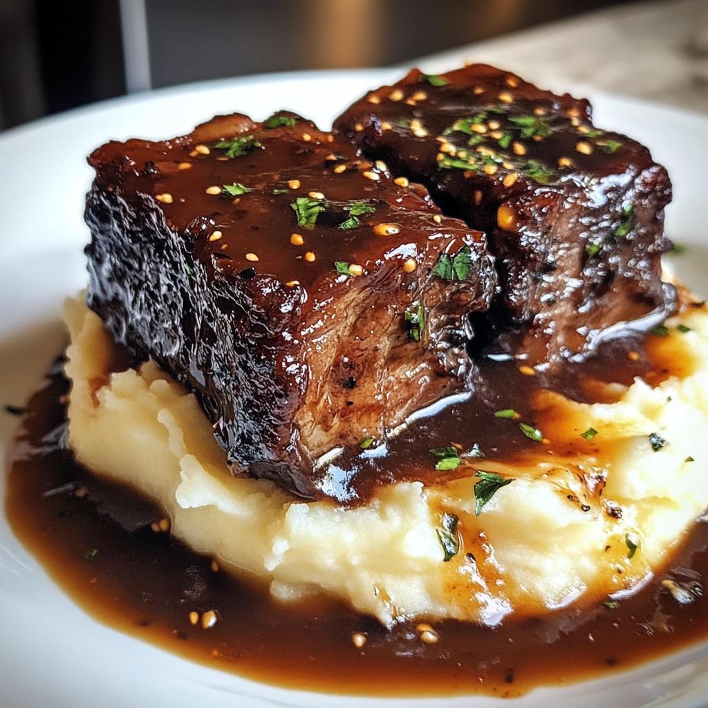 Slow Cooked Short Ribs with Mashed Potatoes