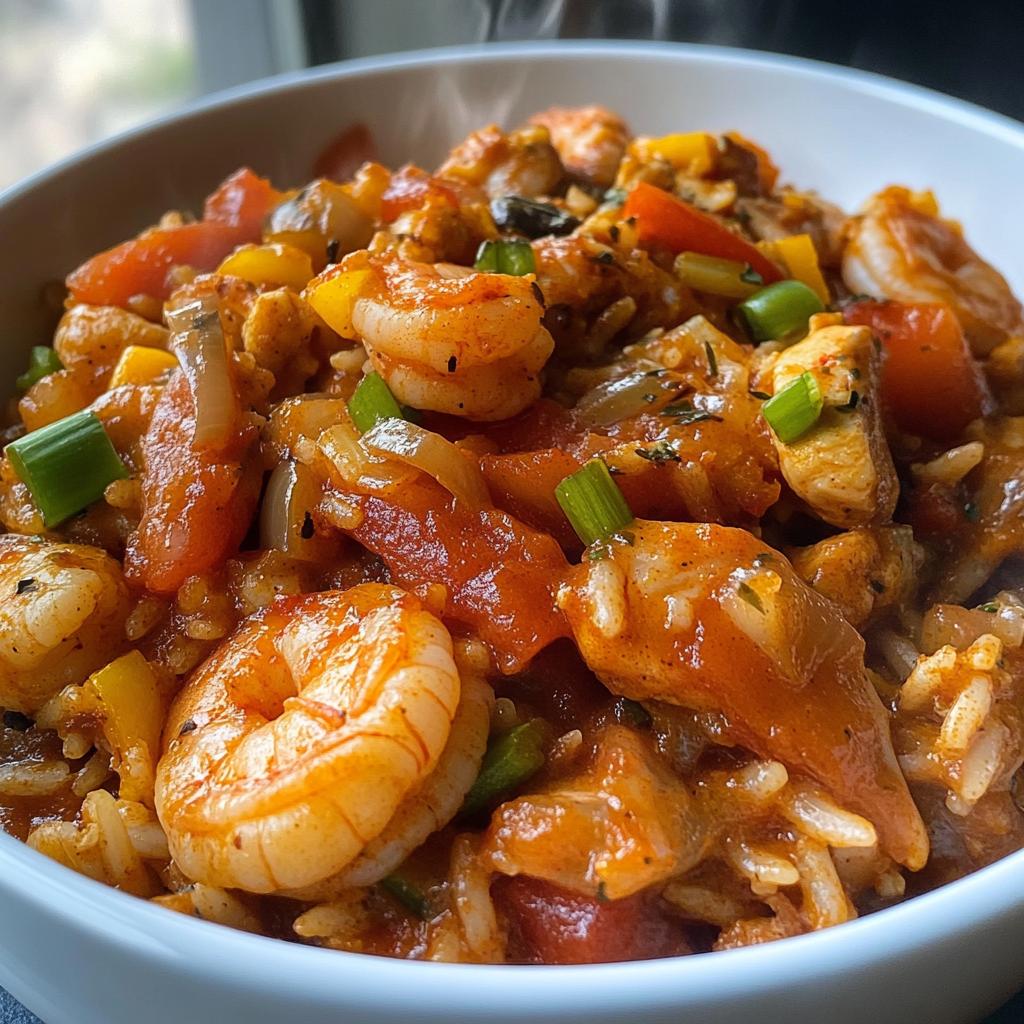 Spicy Jambalaya with Chicken and Shrimp
