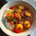 Thai Coconut Curry Shrimp exotic weeknight recipes inspo served with basmati rice