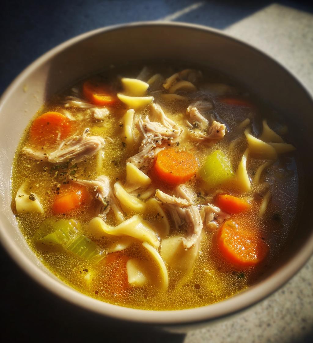bone broth chicken noodle soup