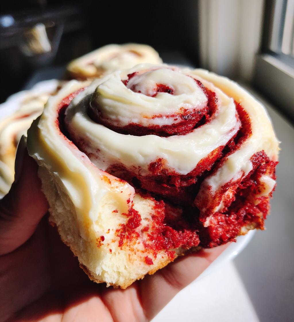 red velvet cinnamon rolls