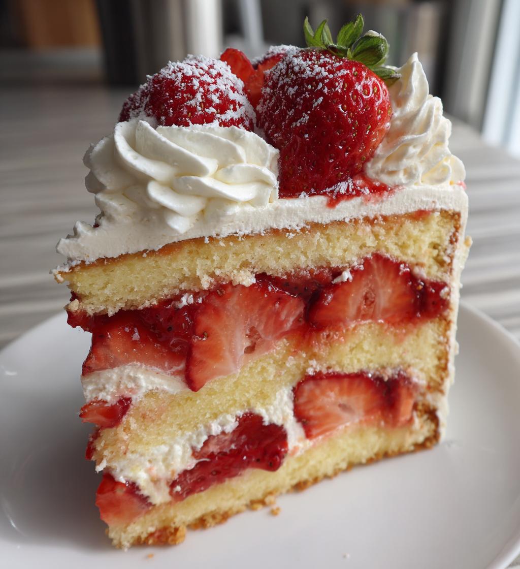 strawberry cake with fresh strawberries