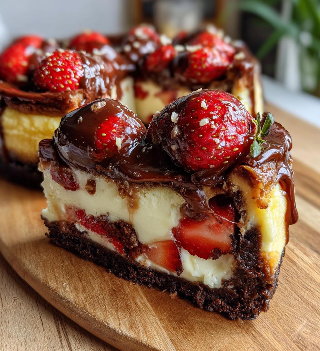 cheesecake stuffed with chocolate covered strawberries
