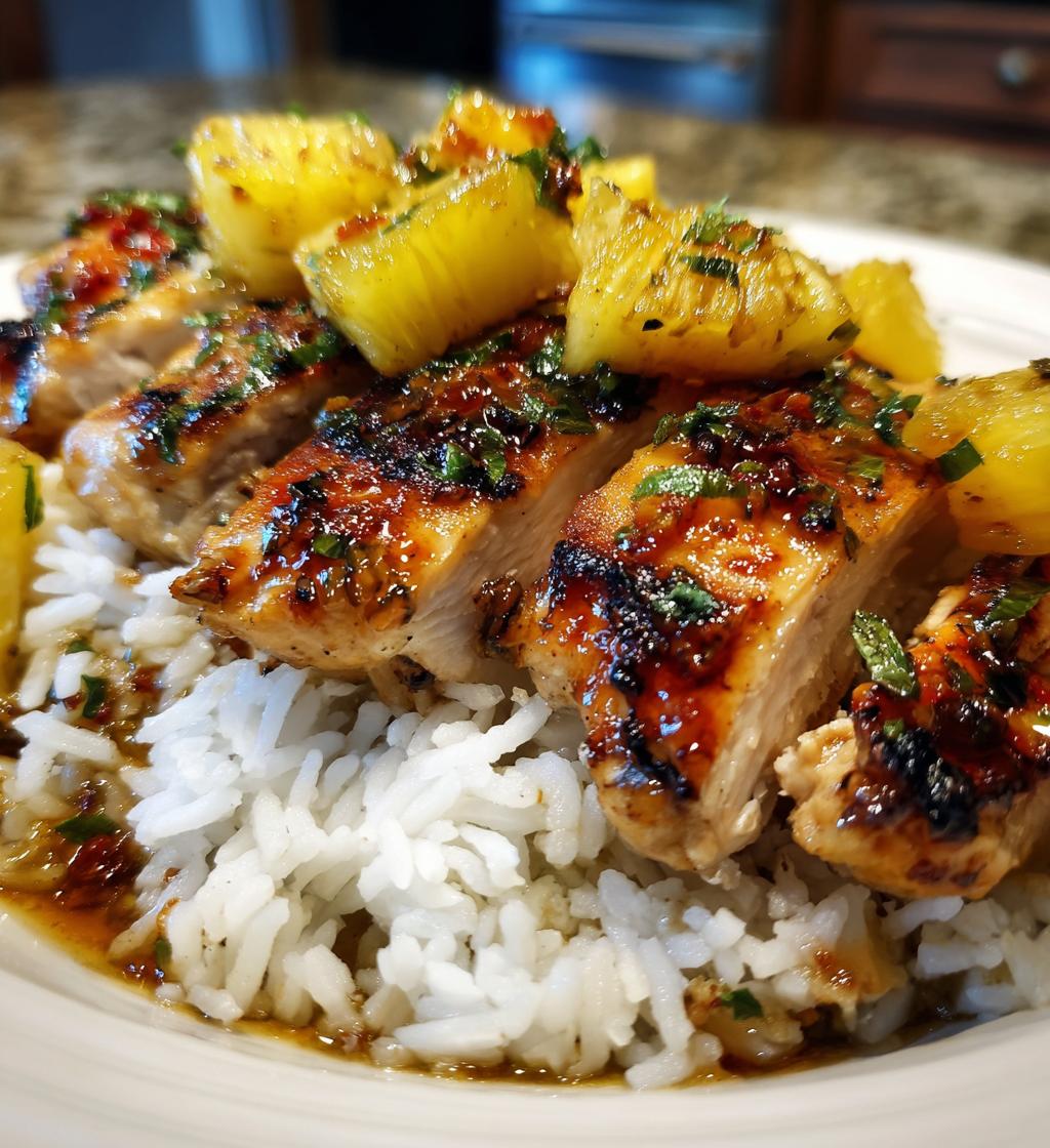 grilled pineapple chicken and rice