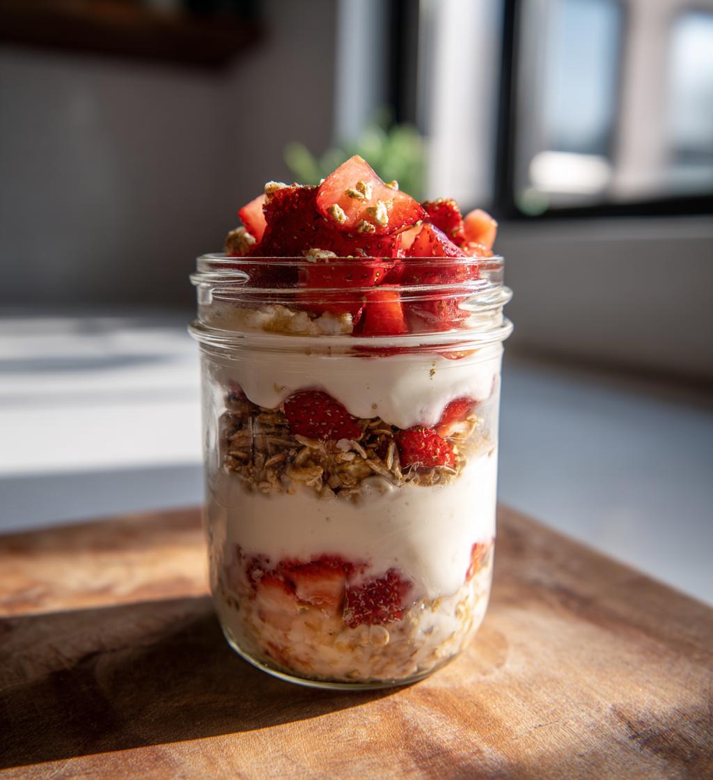 how to make strawberry cheesecake overnight oats