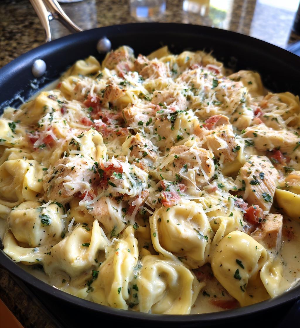 one pot chicken alfredo tortellini