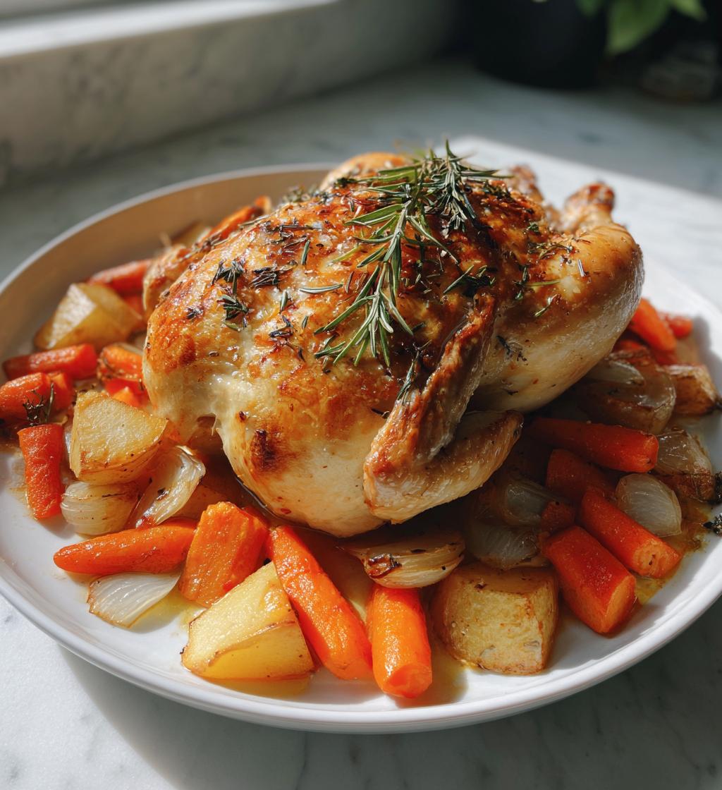 roast chicken and vegetables