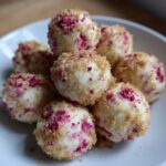 white raspberry cheesecake balls