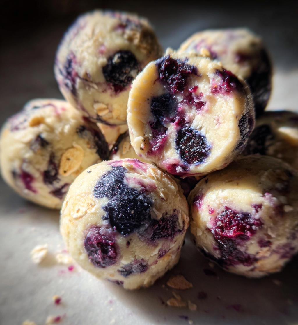 Creamy Blueberry Cheesecake Protein Energy Balls